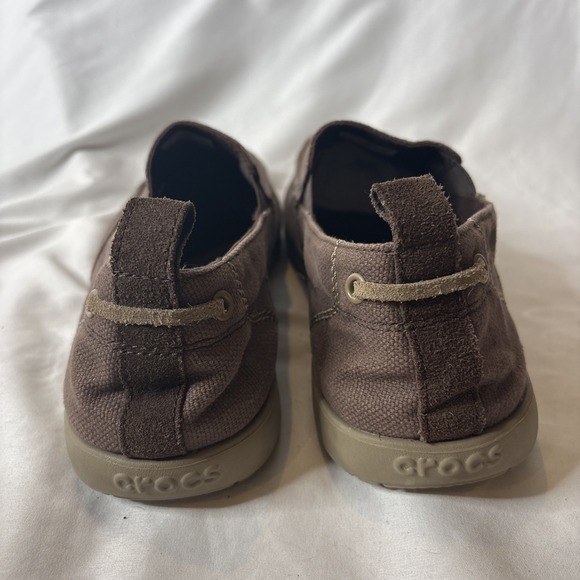 Crocs Walu Slip On Men 12 Canvas Brown Loafer Comfort Casual Shoes Beach Coastal main image 8